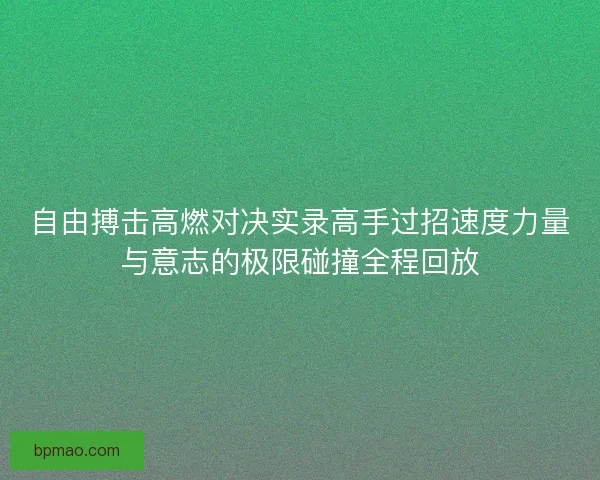 自由搏击高燃对决实录高手过招速度力量与意志的极限碰撞全程回放
